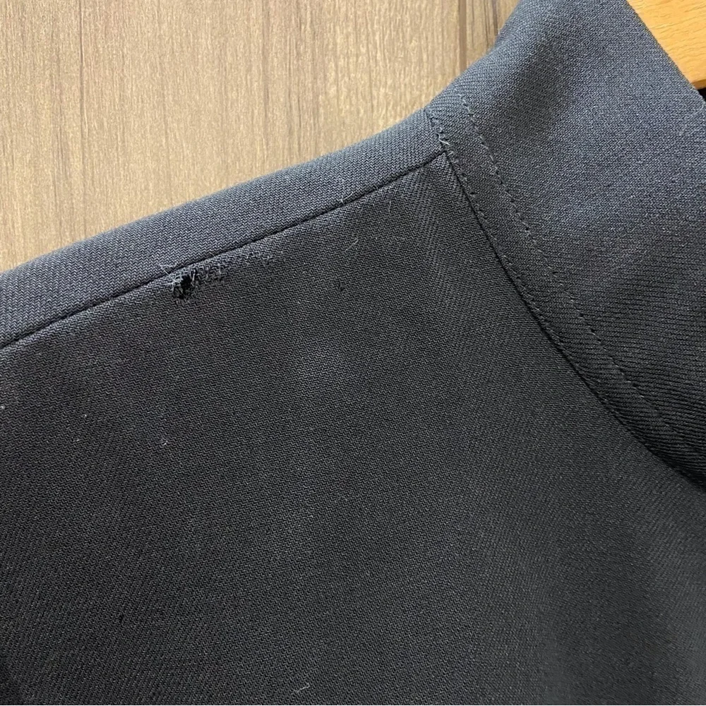 Eileen Fisher Medium Petite Wool Stand Collar Overshirt in Black (flaw)